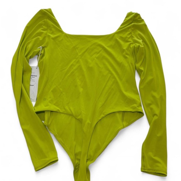Lululemon Wundermost Square-Neck Long Sleeve Bodysuit Nulu Lime Green Size L NWT - Picture 5 of 5